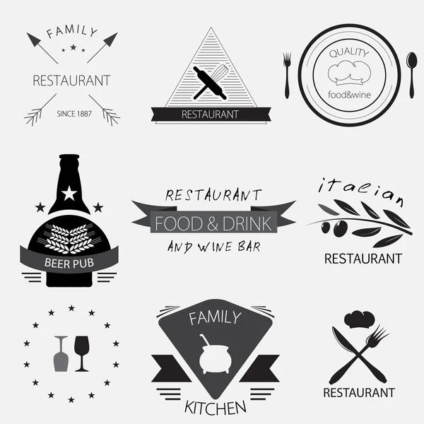 Diseño de etiquetas, logotipos o menús para restaurante o panadería — Vector de stock