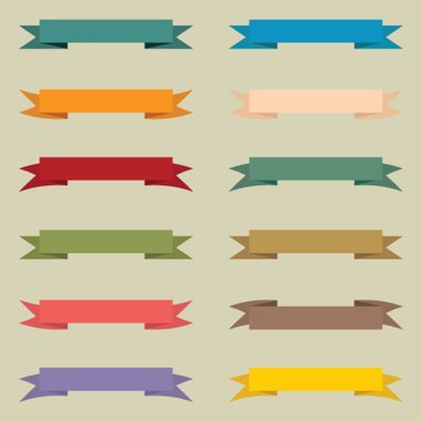 Set of multicolored vintage banners.