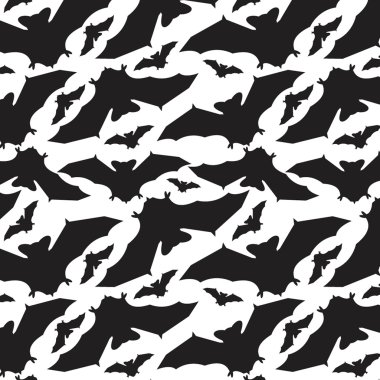 Arka plan üzerinde siyah gece yarasalar ile soyut desen