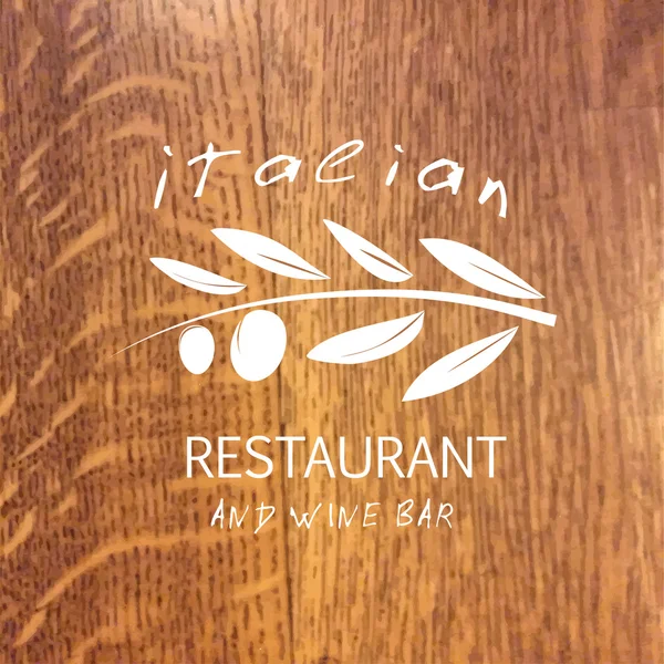 Restaurant-Logo-Schild auf Holzgrund. — Stockvektor