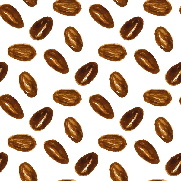 Seamless mönster med illustrationer av kaffebönor — Stock vektor