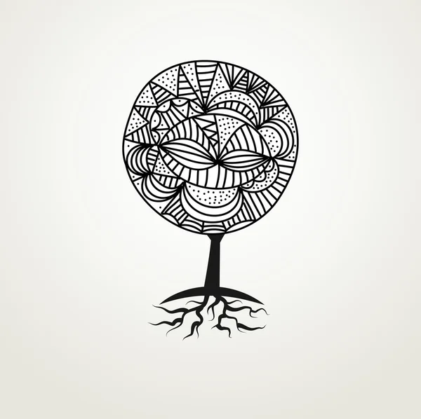 Διακοσμητικά διακοσμητικά αφηρημένη doodle δέντρο. — Διανυσματικό Αρχείο