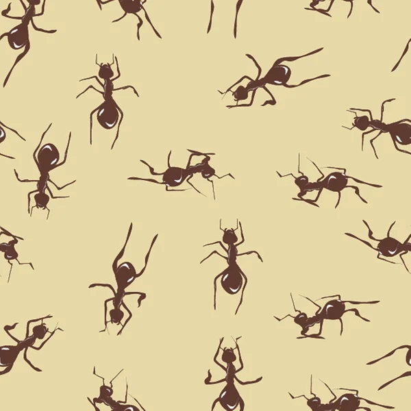 Padrão sem costura com bonito muitas formigas marrons no fundo — Vetor de Stock