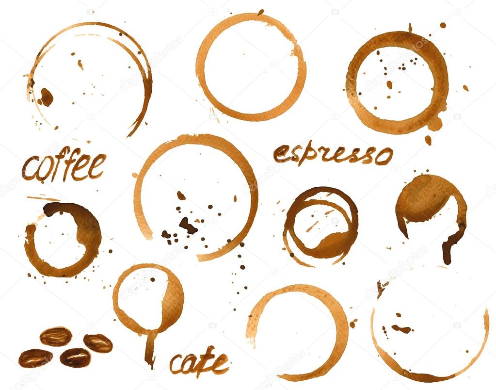 Vector illustration of coffee cup stains. 