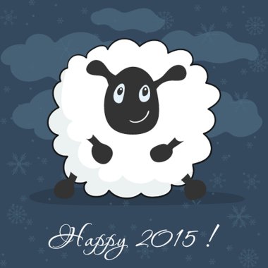 Vector illustration with Sheep greeting card. Christmas,New year 2015 holiday background.