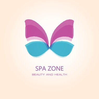 Woman's spa salon logo sign with butterfly. Abstract design concept for beauty salon.