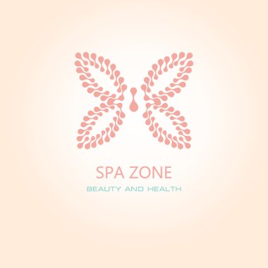 Woman's spa salon logo sign with butterfly. Abstract design concept for beauty salon.