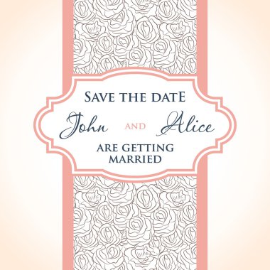 Wedding invitation card design with rose flowers , floral elements.