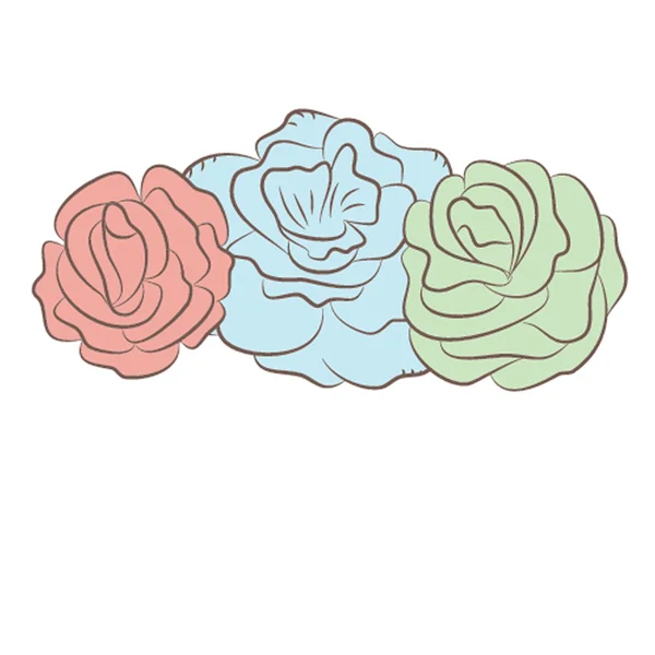 Ευχητήρια κάρτα με αφηρημένες ροδαλά λουλούδια. Vector εικονογράφηση. — Διανυσματικό Αρχείο