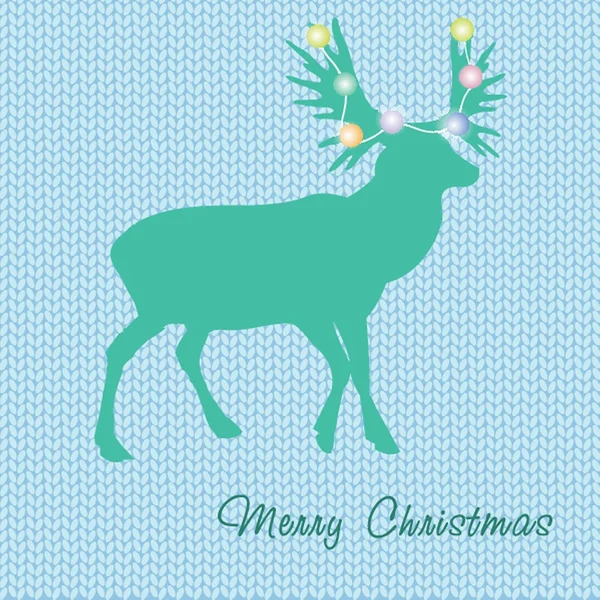 Christmas card with reindeer in Santa hat. — Stock Vector