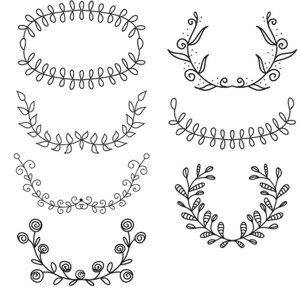 Set de corona de laurel sobre fondo heráldico blanco — Vector de stock