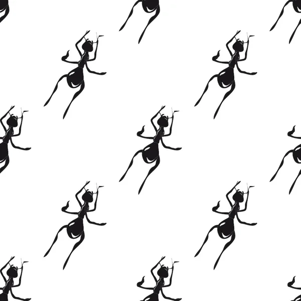 Ants. Hand drawn vector seamless pattern. — Stock Vector