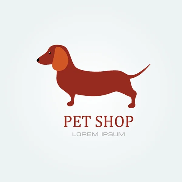 Tienda de mascotas perro de pie silueta vector logo diseño  . — Archivo Imágenes Vectoriales