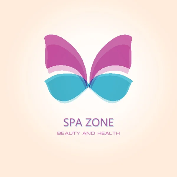 Woman's spa salon logo sign with butterfly. Abstract design concept for beauty salon. — Wektor stockowy