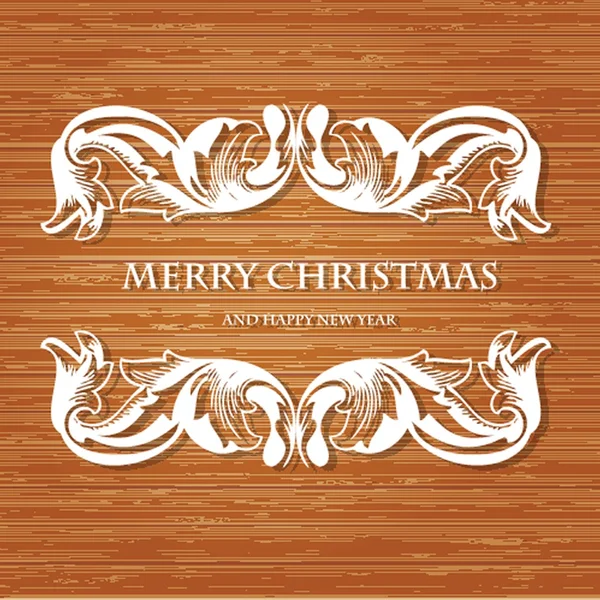 Retro Boże Narodzenie tło z vintage ramki na tle ściany drewna. — Wektor stockowy