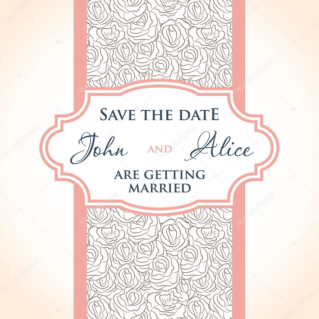 Wedding invitation card design with rose flowers , floral elements.