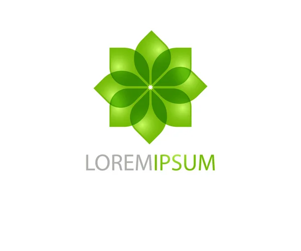 Logo design with  green flower. — Stock Vector