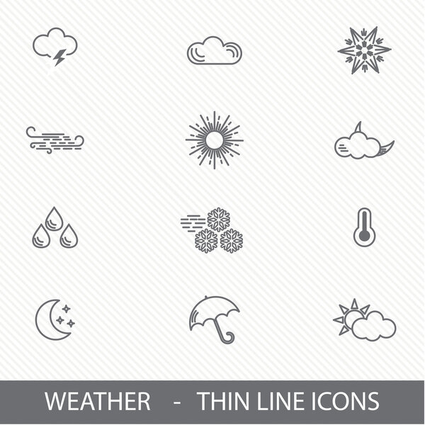 Thin Line Stroke Weather Icons