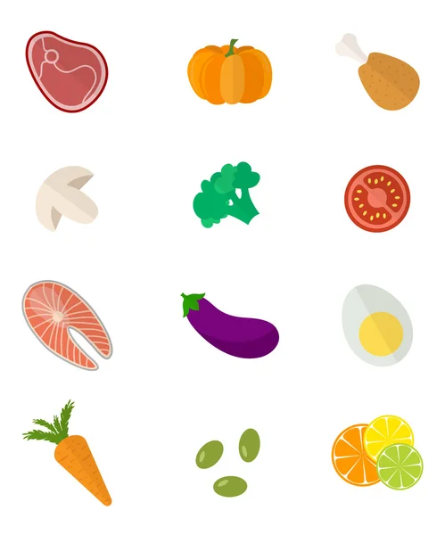 Food icons set Vector color healthy food icons set. — Stock Vector