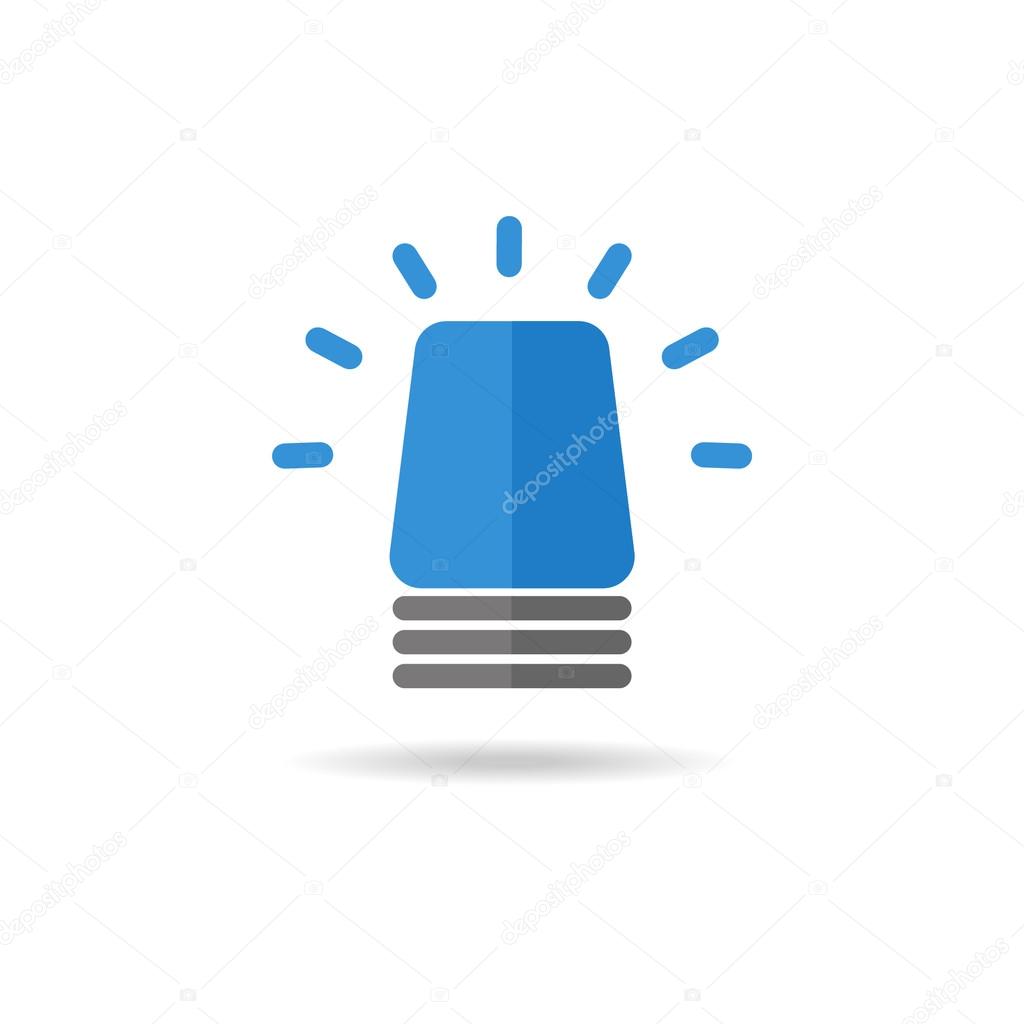Sirene blue flasher on a white background. Alarm, police, ambulance and sequrity logo sign. Vector logotype.