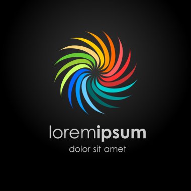 Parlak renkler gökkuşağı çiçek logosu. 