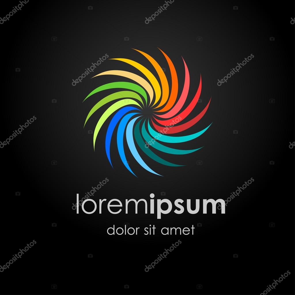 Bright  colors rainbow flower logo.  Abstract flower logotype