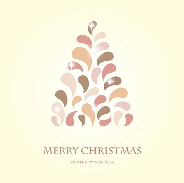 Diseño estilizado Árbol de Navidad con juguetes de Navidad, bolas, estrellas y copos de nieve — Vector de stock
