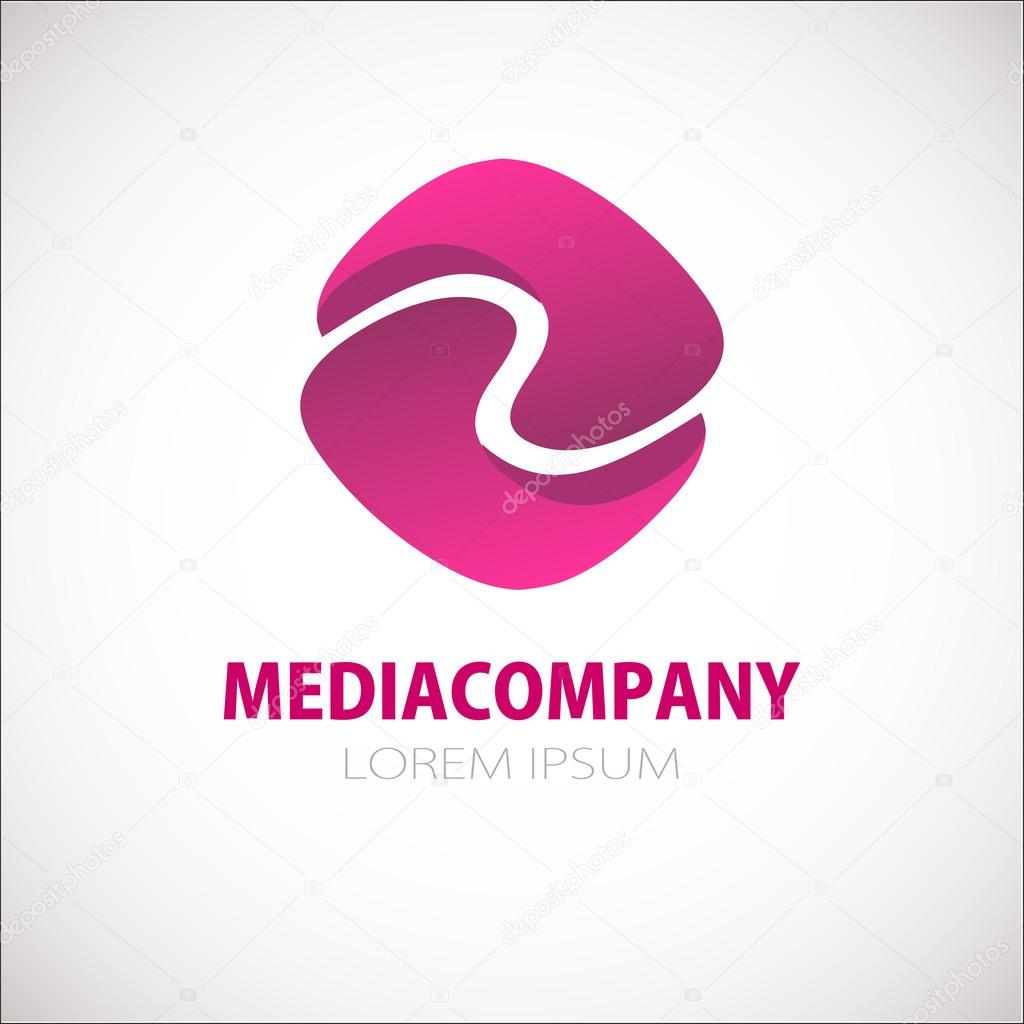 Rhombus or square figure vector logo template. Dark pink abstract  vector logotype for social, web, media and other business company.