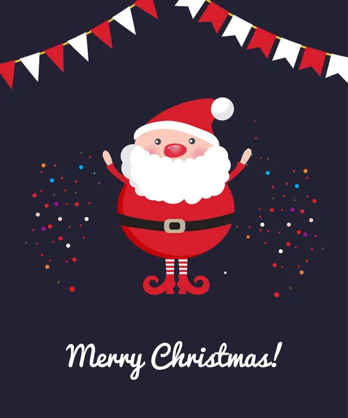 Schattig Santa Claus op donkere Christmas ornament achtergrond met confetti. — Stockvector