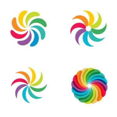 Parlak renkler gökkuşağı çiçek logo seti.