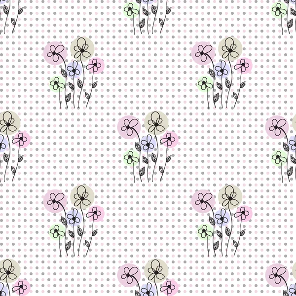 Fond sans couture à pois floraux — Image vectorielle