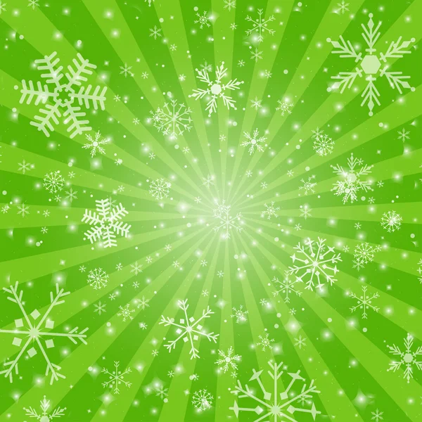 Abstract green christmas card. Christmas Snowflake on abstract background. — Stock Vector