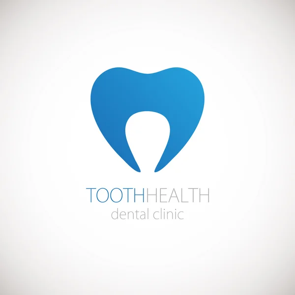 Clínica dentária logotipo do vetor com dente azul no fundo whote . — Vetor de Stock