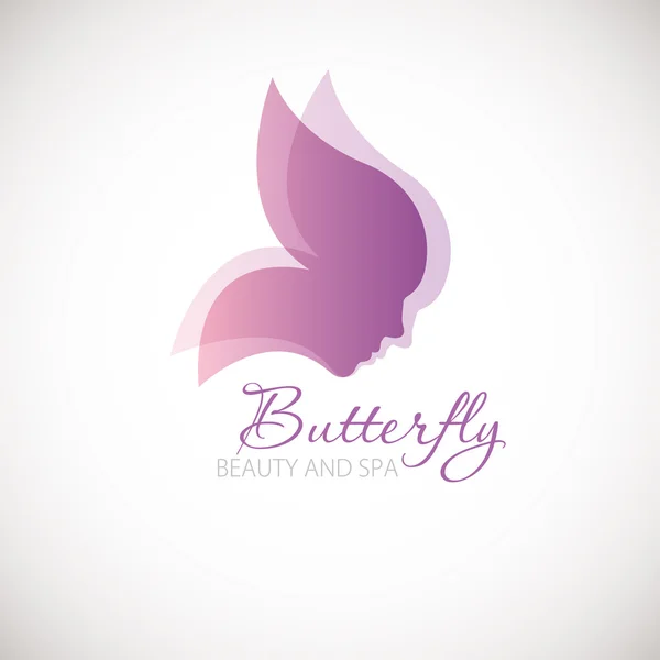 Illustrazione vettoriale con simbolo Butterfly. Design del logo. Per salone di bellezza, centro benessere, clinica sanitaria — Vettoriale Stock