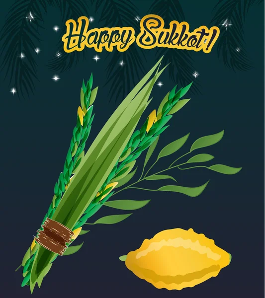 Holiday of Sukkot vector illustration. - Stok Vektor