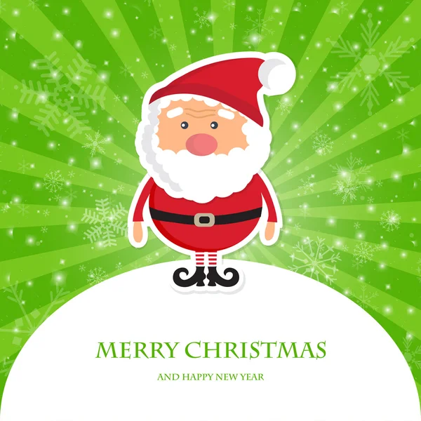 Cute Santa Claus on green ray  christmas background — Διανυσματικό Αρχείο