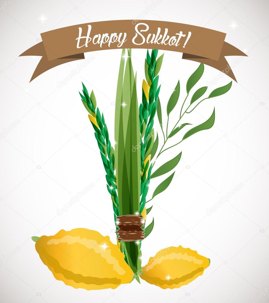 Holiday of Sukkot vector illustration.