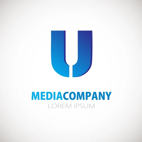 Letra U icono del logotipo. Logotipo de negocio azul — Archivo Imágenes Vectoriales