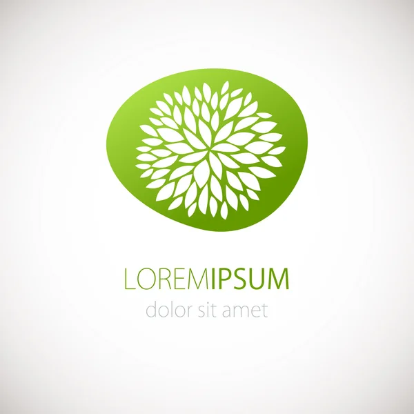 Logotype design with flower  green background. — Stockvector
