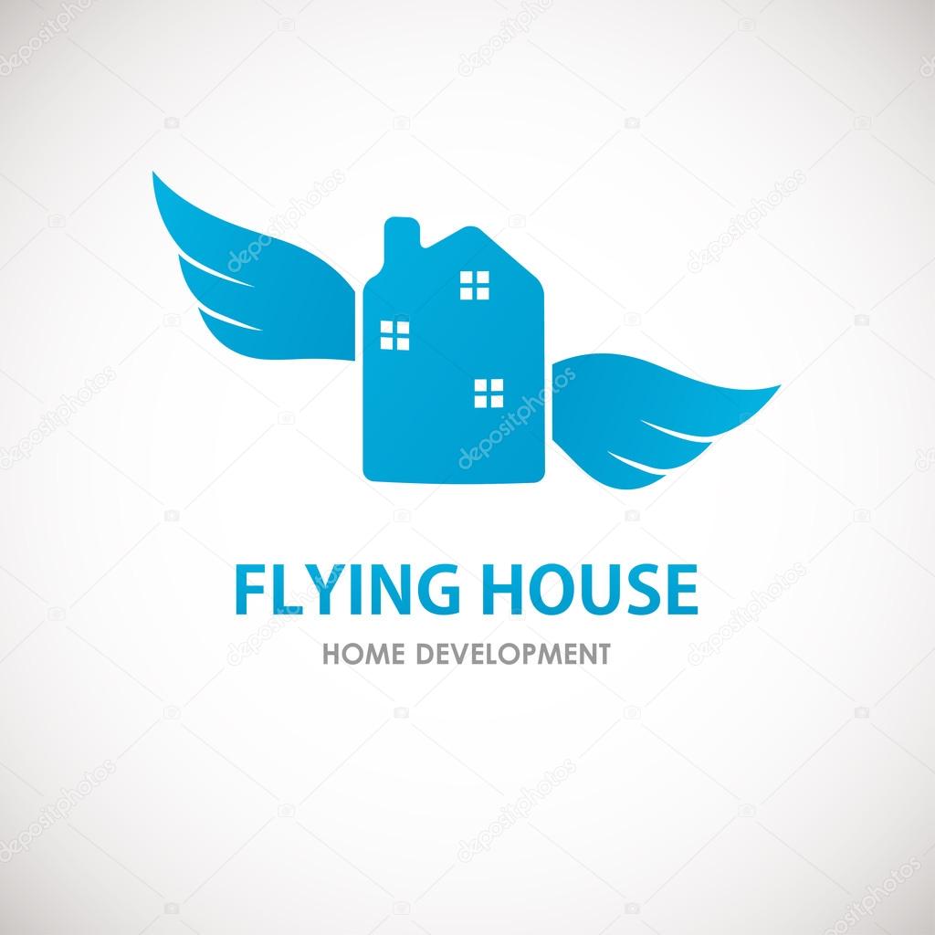 Small blue house with wings.