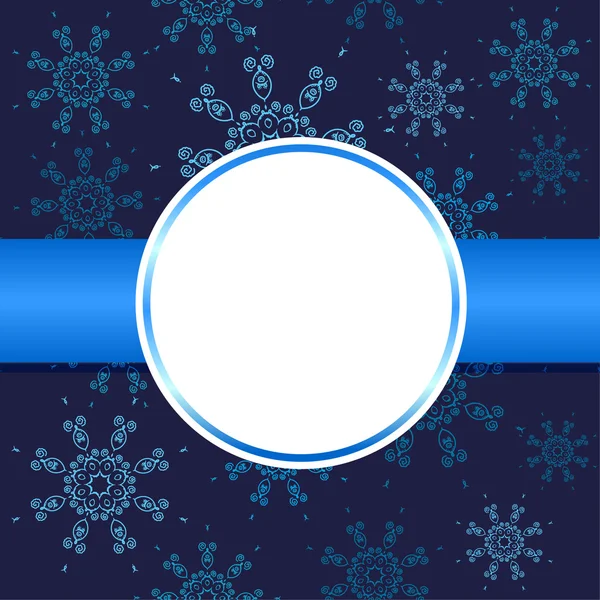 Résumé fond de Noël. Noël flocons de neige et cercle pour sur fond bleu . — Image vectorielle