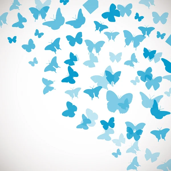 Abstrakter blauer Hintergrund mit Schmetterlingen. — Stockvektor