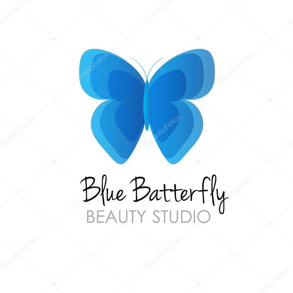 Blue butterfly logo beauty studio — Stock Vector © mcherevan 90244848