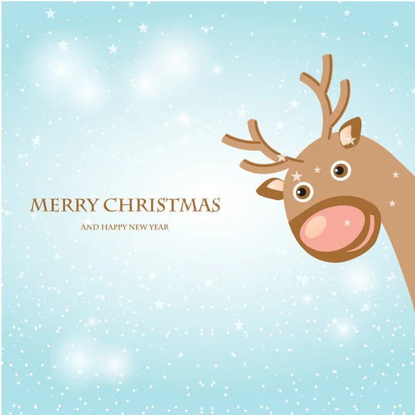 Christmas card with cute reindeer. — Stock Vector