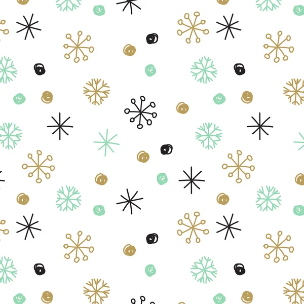 Vector background with hand drawn snowflakes, spots and stripes in pastel colors — Stock Vector