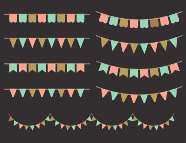 Vector Illustration of Colorful Garlands on black background.
