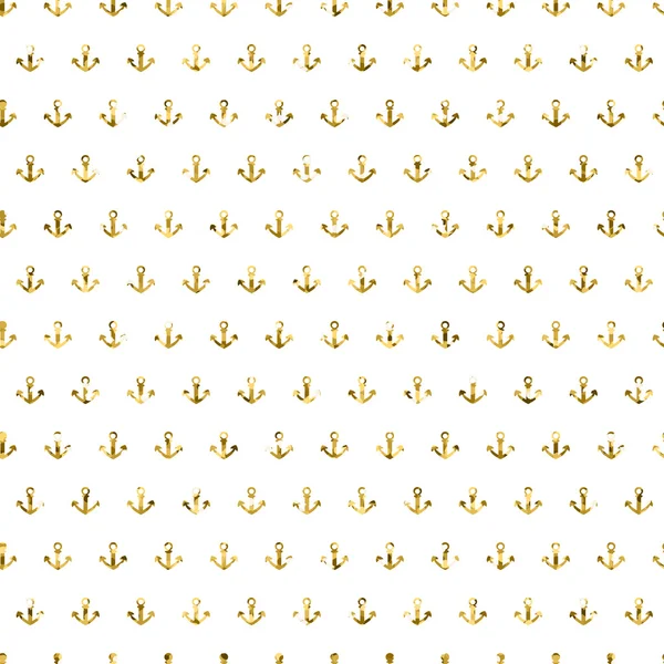 Vector seamless pattern with golden anchors — Stock Vector