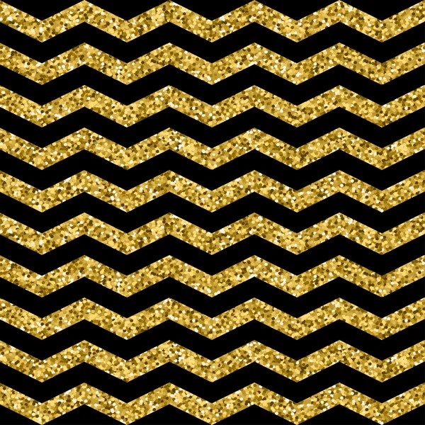 Gold glittering zigzag seamless pattern. — Stock Vector