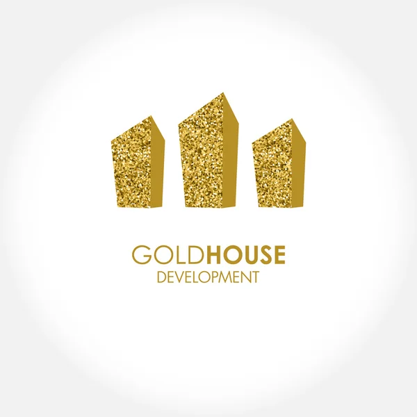 Vector house logo from gold glitter for your company. — Stock Vector