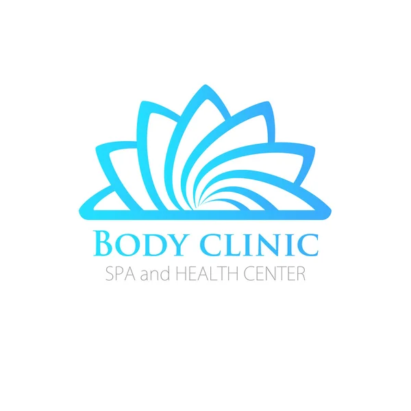Blommig symbol för spa, skönhetssalong eller kroppen klinik. Logo. Vector ikon. Blå blomma logotype — Stock vektor